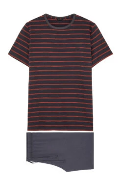 Hom Pyjama Kurz Croisette -Berühmtes Bademoden Geschäft 2626343218greyorangestripesR0GO 14013 FreistellerFront 10x15 1005