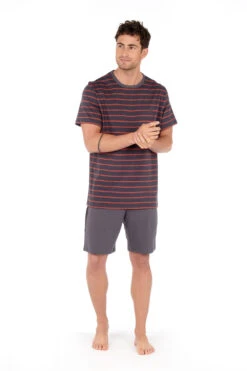 Hom Pyjama Kurz Croisette -Berühmtes Bademoden Geschäft 2626369218greyorangestripesR0GO 14013 AdditionalPic1 10x15 1002